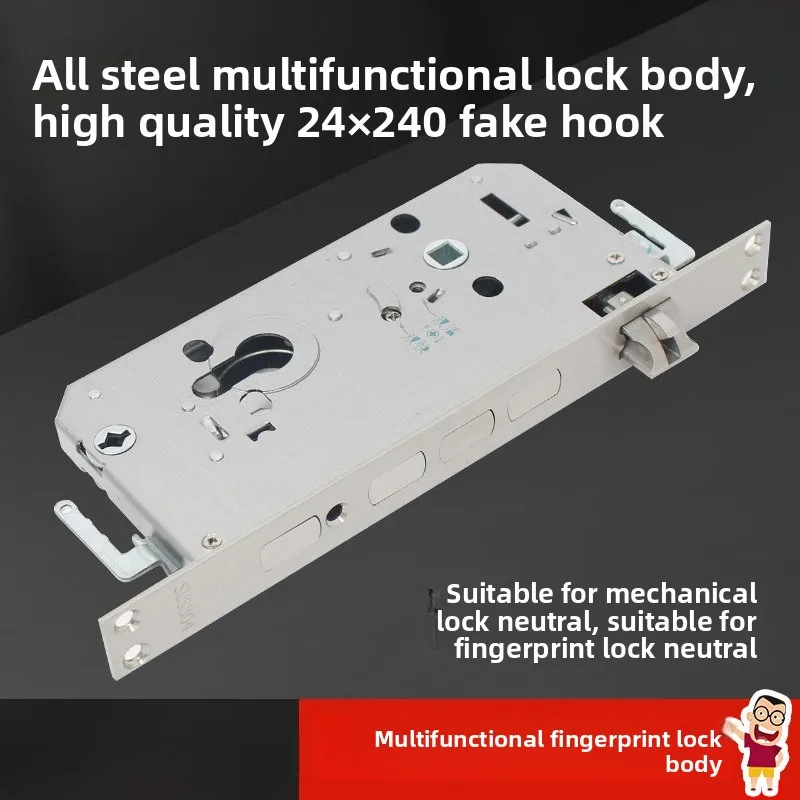 

Entry Door Smart Lock Body 6068 Fingerprint Lock Body Stainless Steel 24 × 240 False Hook Anti-card Electronic Lock Body