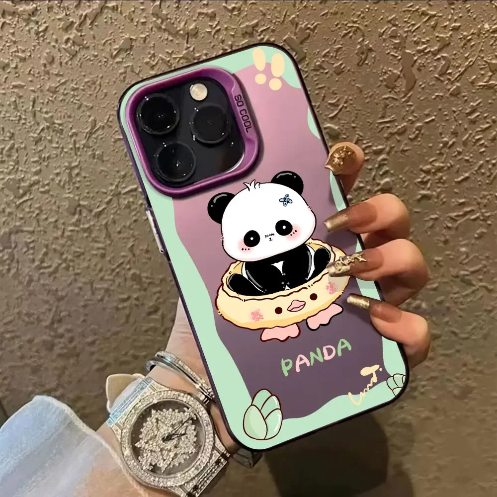 Case Voor Xiaomi Redmi Note 10 11 Pro Plus 8 12 Pro 10 Pro Max 10S 11S 11e Zilver Imd Telefoon Funda Luxe Schattige Panda Patroon Cover