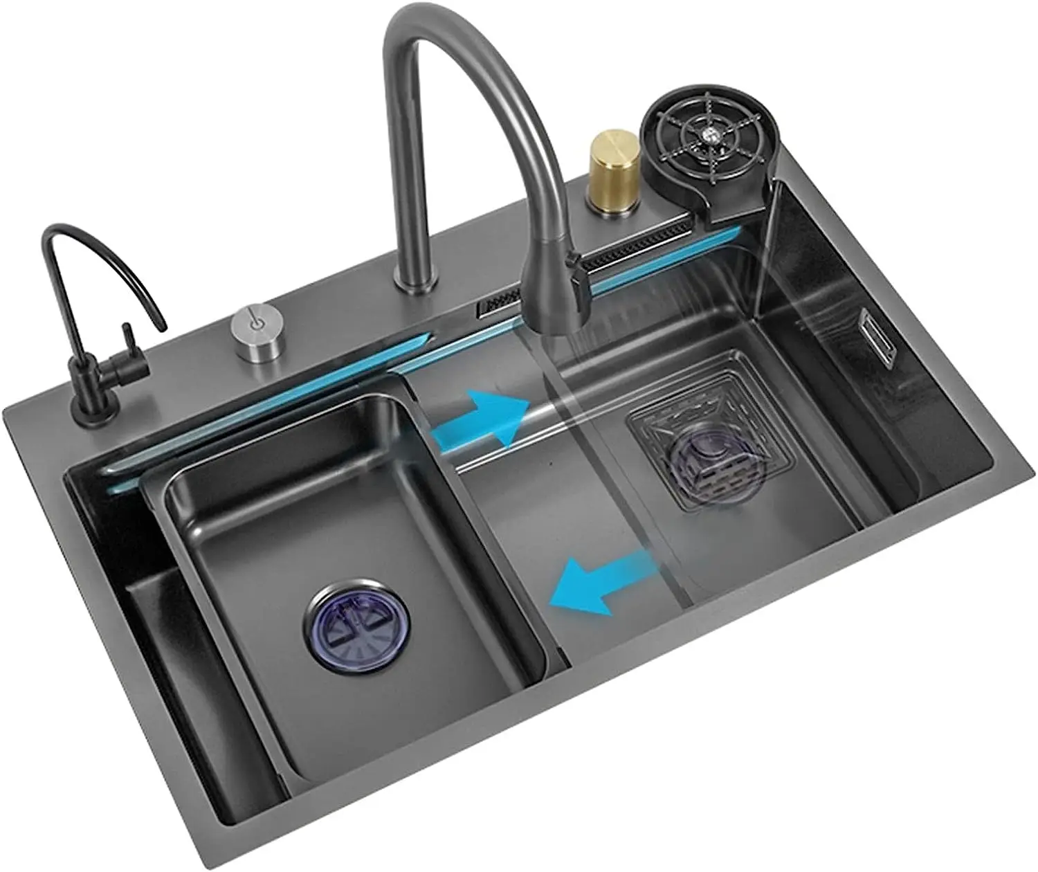 

Black Friday Hot Deals Wide Mouth Waterfall Concealed Basin Faucets Kitchen Sinks