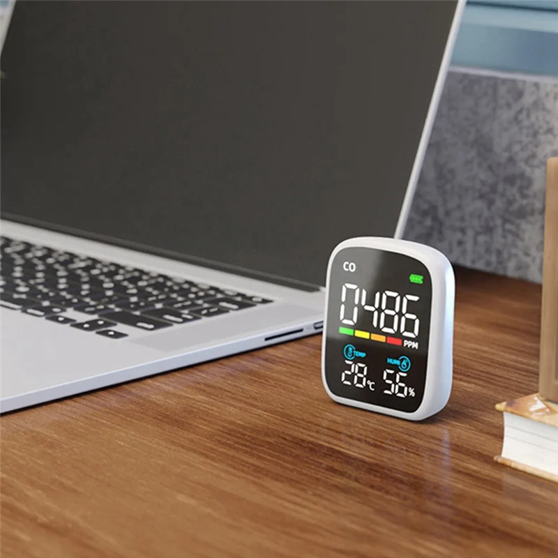 ABZZ-Detektor CO Mini Kualitas Tinggi PV28 WIFI Pintar 3-In-1 Monitor Kualitas Udara Dalam Ruangan, Monitor Meteran Kelembapan Suhu CO CO T