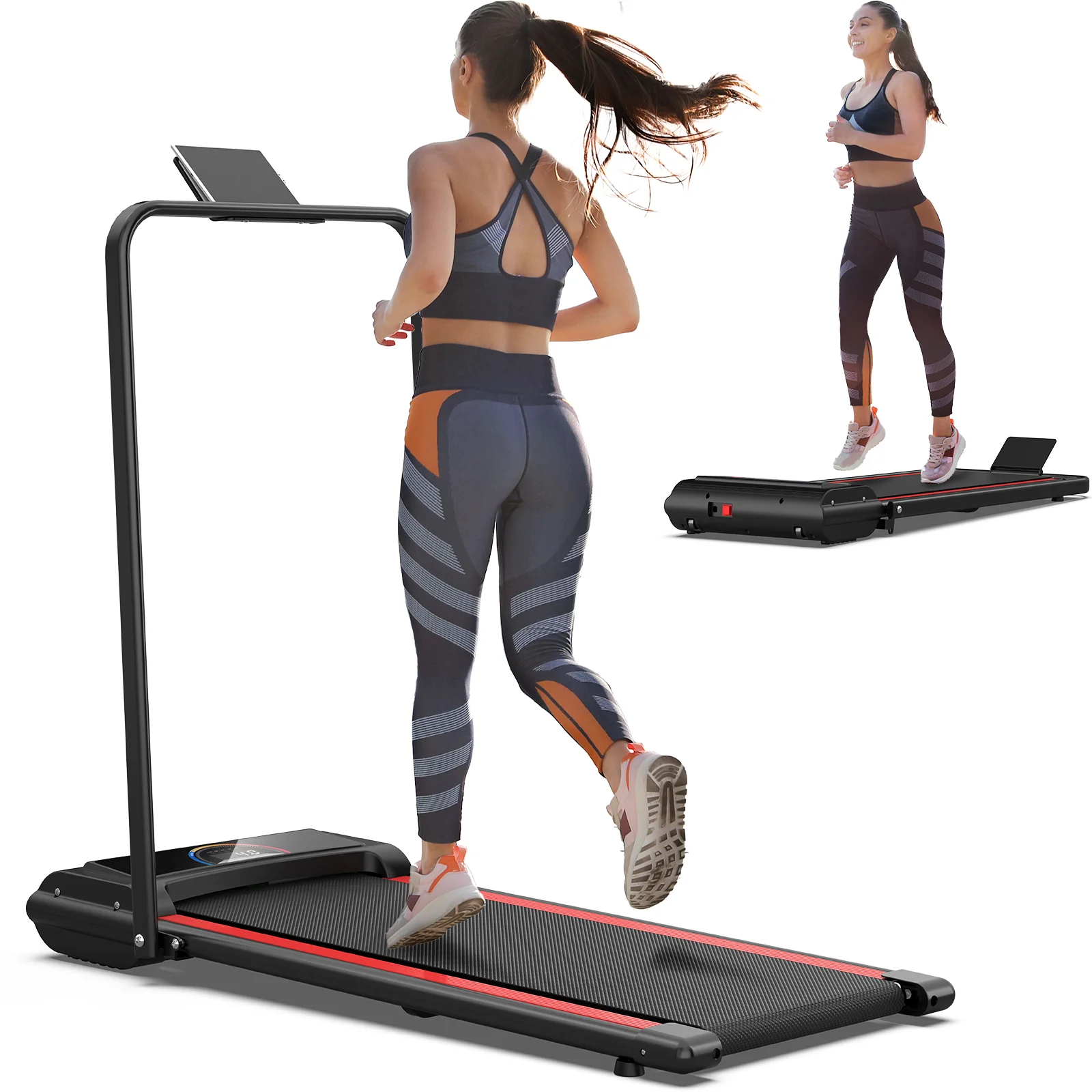 

2-in-1 Electric Treadmill - 2.25HP, 0.5-6 MPH Speed, 12 Programs, LED Display, Remote Control, 265 lbs Capacity