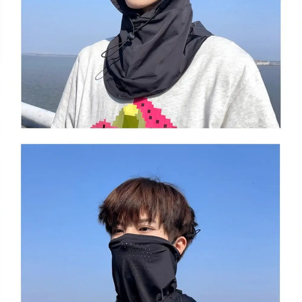 Breathable Ice Silk Face Mask Men Sun UV Protection Shield Full Face Neck Cover Outdoor Cycling Driving Balaclava Hat