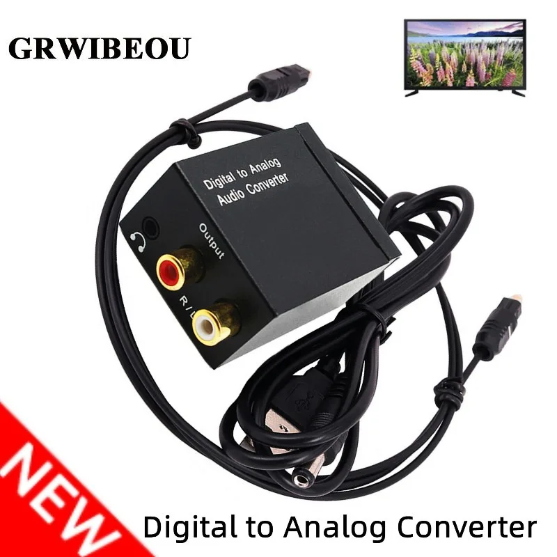Coaxial Optical Fiber Digital to Analog Audio 3.5mm AUX L/R Converter Protable Digital to Analog Converter Decoder Amplifier