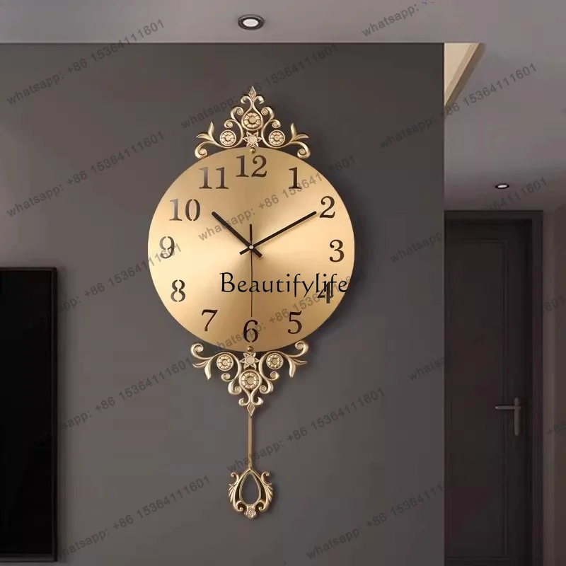 Best Sellers Modern Light Luxury Pure Copper Wall Clock Ornament Living Room Home Creative European Wall Watch