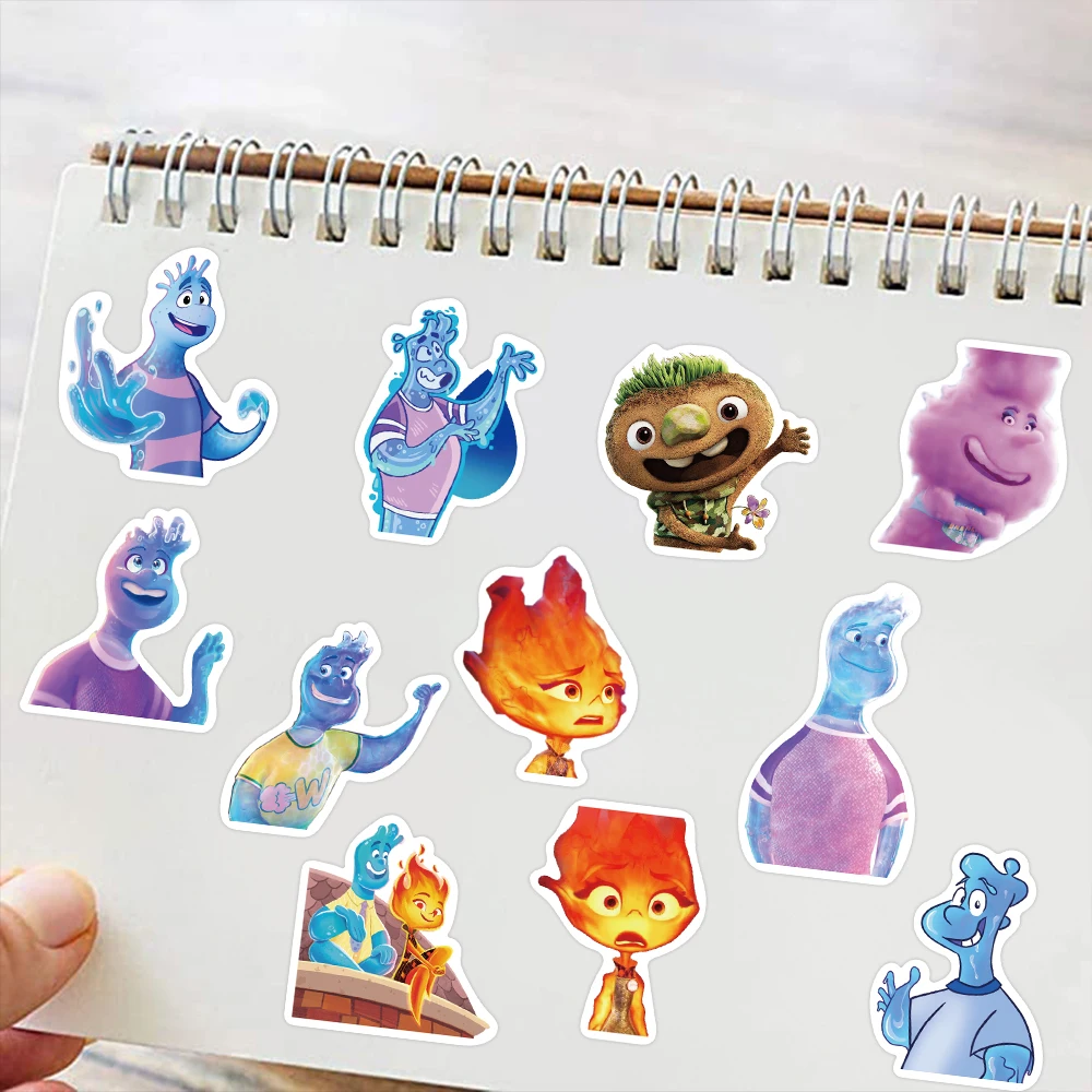 50pcs Disney Cartoon Movie Elemental Stickers for Kids Toys Kawaii Cute Decals DIY Laptop Phone Waterproof Decoration Sticker