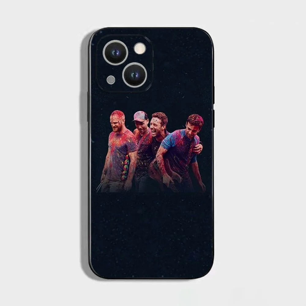 Moon Music Coldplay Band Phone Case For iPhone 16,15,14,13,12,11 Plus,Pro Max,XS,X,XR,SE,Mini,8,7,Soft Silicone Black Cover