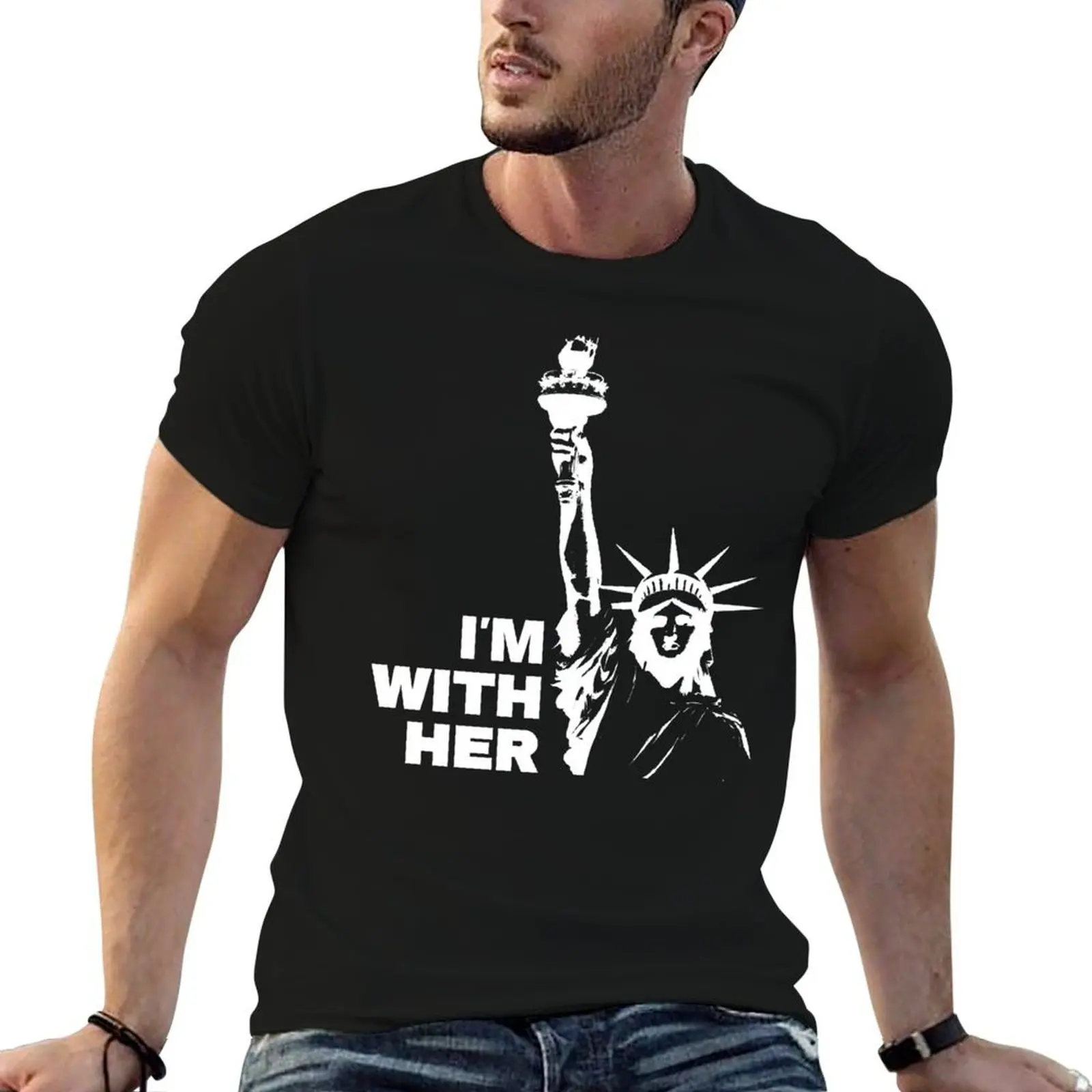 

Statue of Liberty - I'm With Her - Inverse T-Shirt man t shirts cotton t shirts for man slim fit T-Shirt