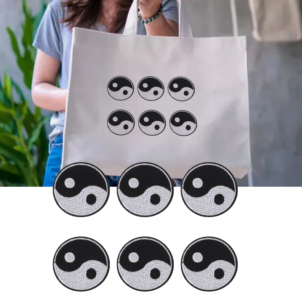 6pcs Individuation Cotton Yin Yang Patch Iron On Mysterious Pattern Embroidered Patch Sew On Patch Clothing DIY