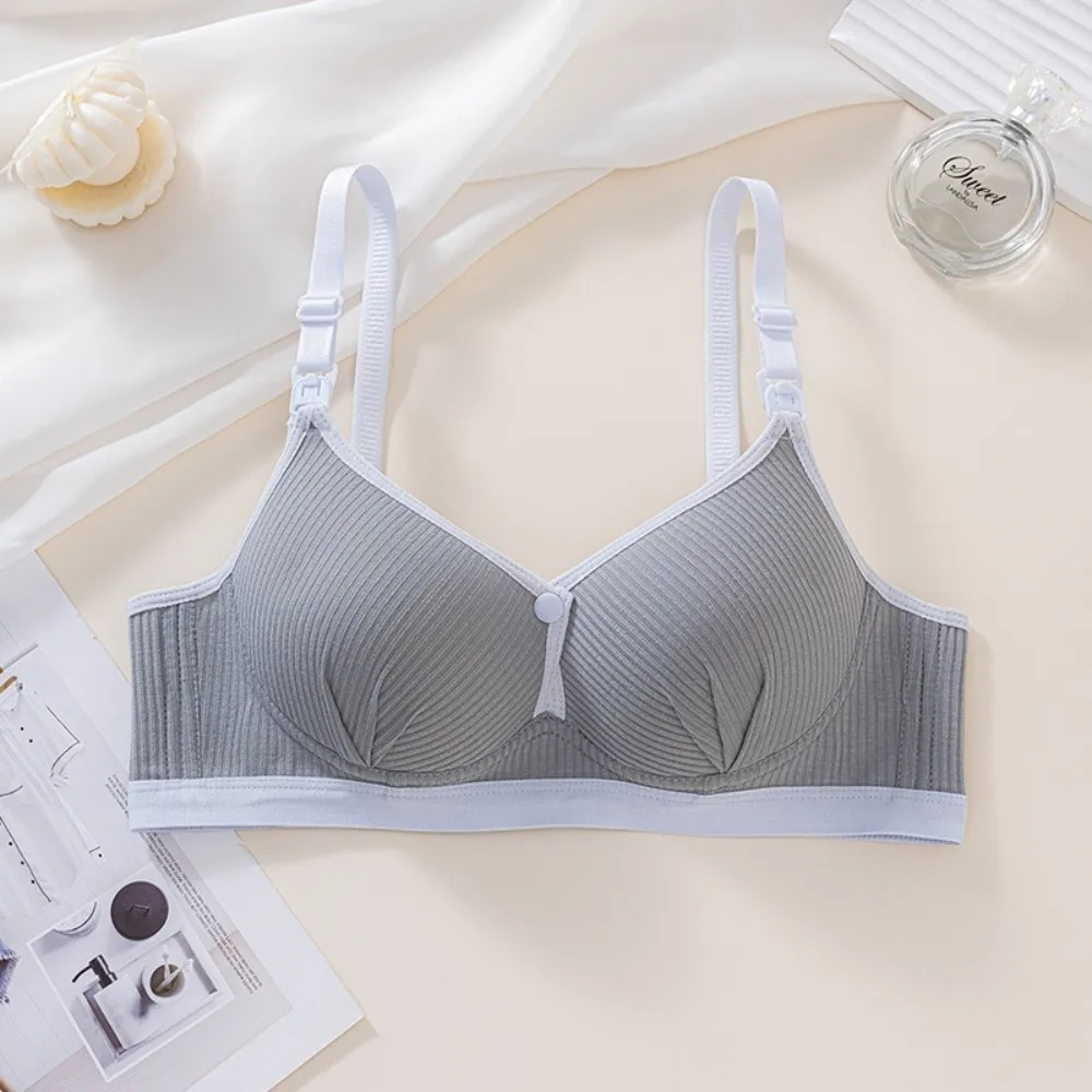 Double Buckle Nursing Bra Push-up Anti-sagging Pregnancy Bralette Comfortable Pure Cotton Nursing Bralette for Breastfeeding