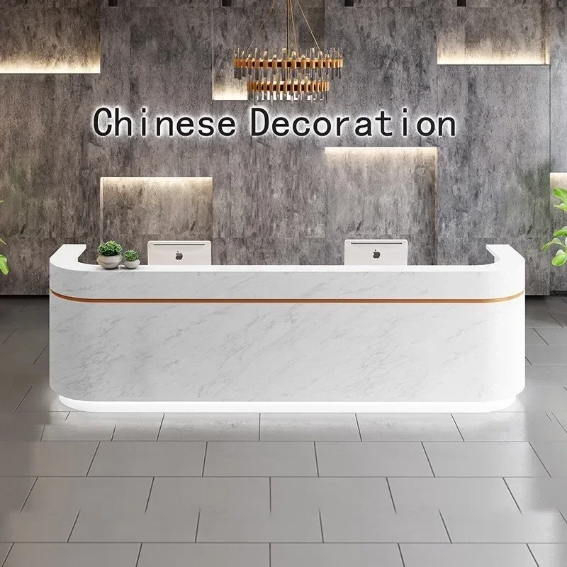 Company paint reception desk imitation marble beauty salon cash register arc desk custom bar counter