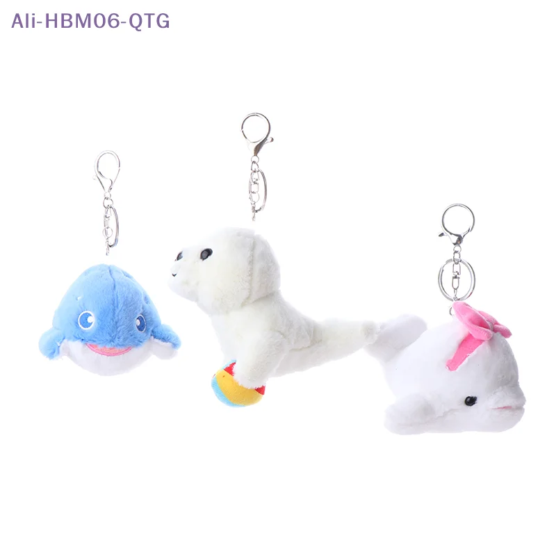 

[New]Marine Animal Series Keychain Plush Animal Doll Sea Lion Killer Whale Skate Ray Whale Keyring Backpack Charms Bag Decor Toy
