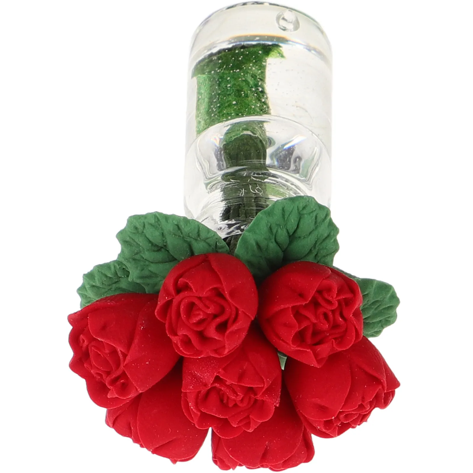 Simulated Rose Car Dashboard Ornament Sturdy Glass Resin Flower Decor Small Lightweight Easy Install Universal Fit Car Interior