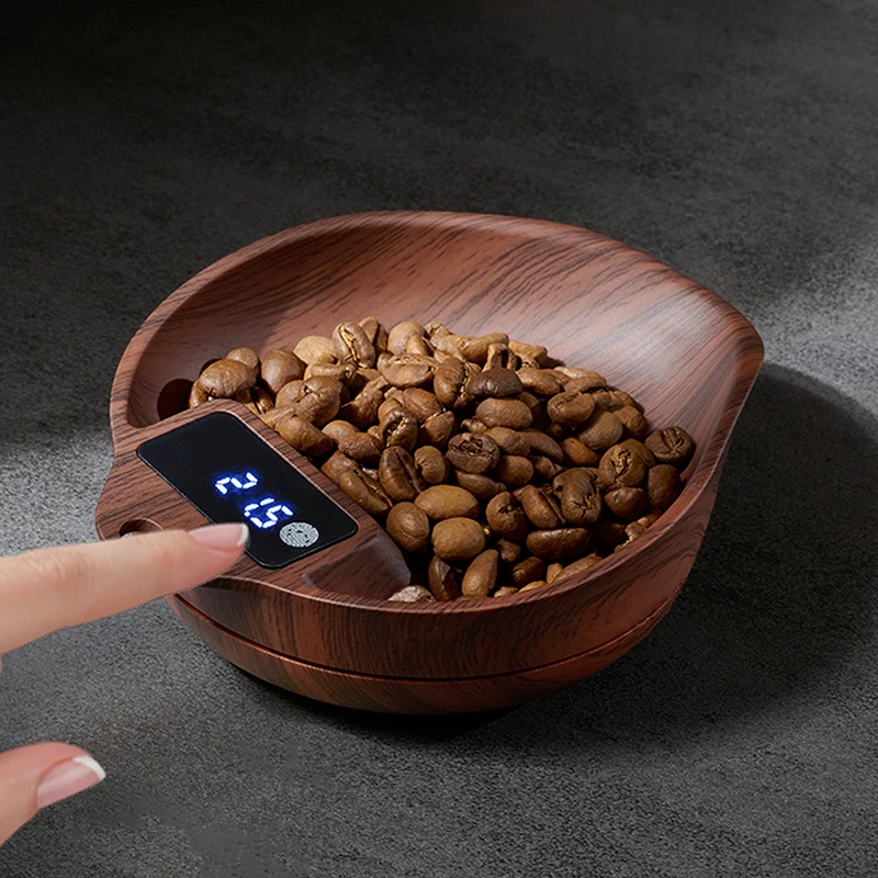 

New Walnut Coffee Electronic Scale Coffee Bean Weigher Espresso Weighing Plate Accurate 0.1g Coffee Bean Weighing Plate Scale