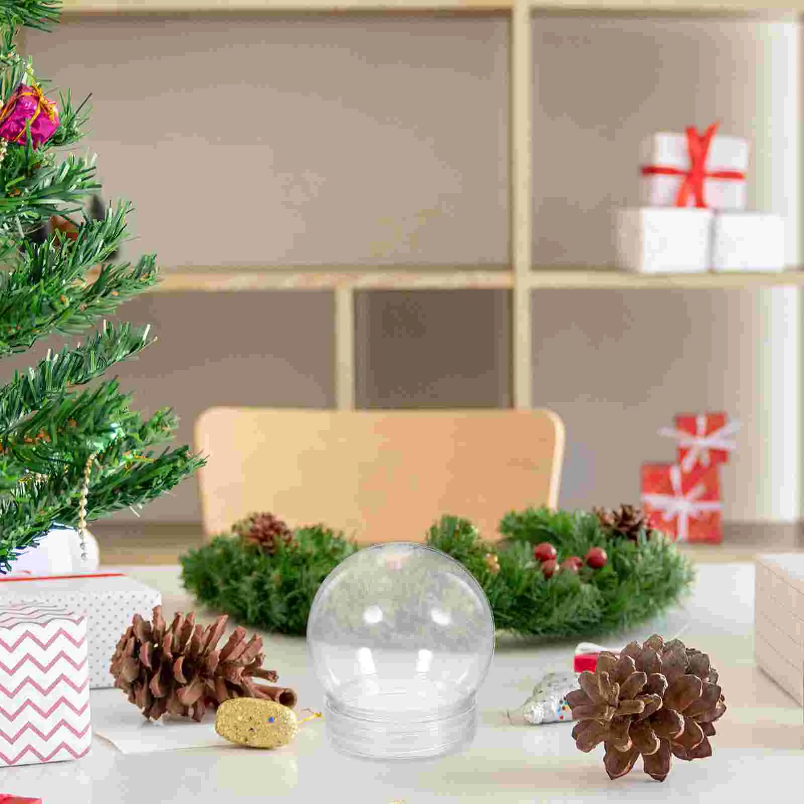 Snow Globe Clear Plastic Water Globes Round Shape Empty Xmas Decor Craft Making Kits Holiday Party Festive Season