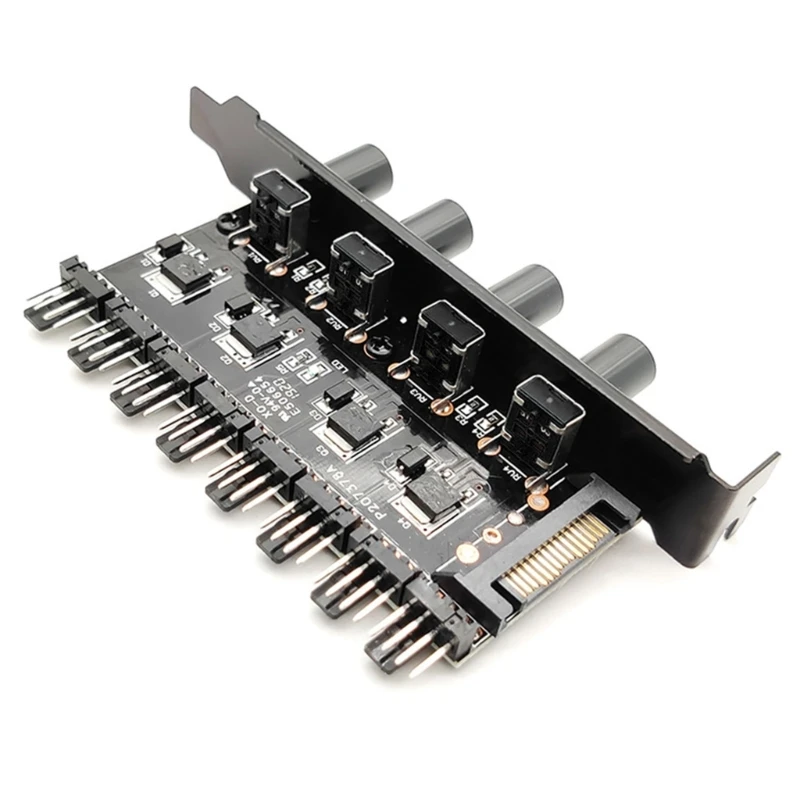 12V PC Case Regulator Splitter Cooling Fan Hub Knob Practical 1 To 3 8 Way Computer 4Pin 3Pin Adapter Speed Controller