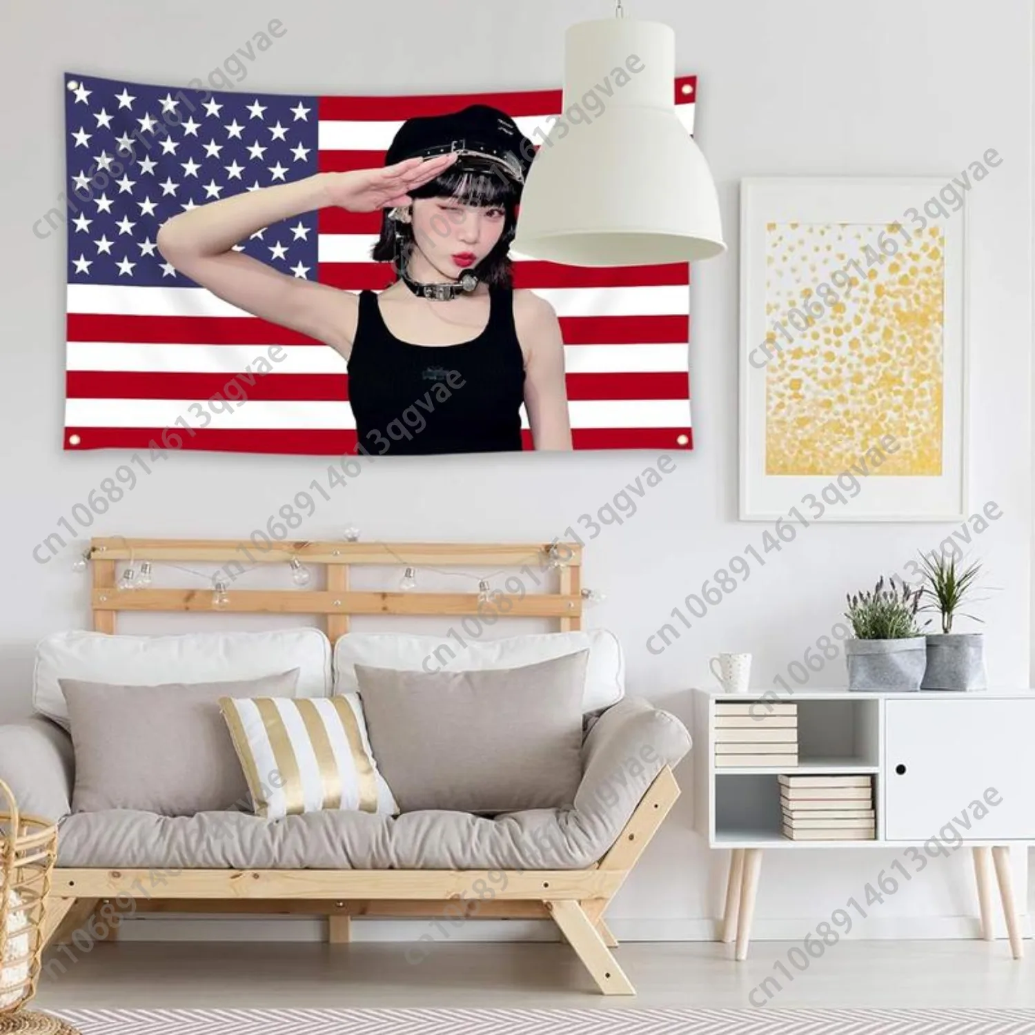 Kim Chaewone America Tapestry Chaewone USA Flag Poster American Flag Tapestry Bedroom Living Room Dorm Wall Custom Decoration