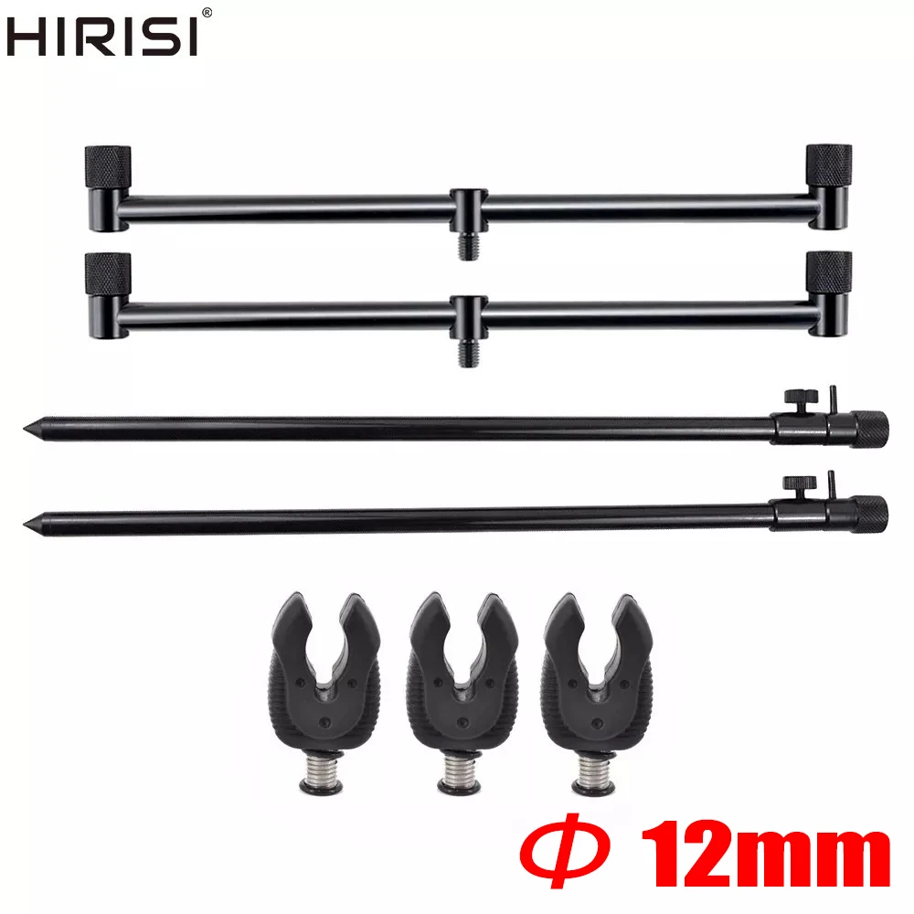Barras de zumbido para pesca de carpa, soporte para caña de pescar de 20cm y 30cm, barra zumbador negra para 2 cañas
