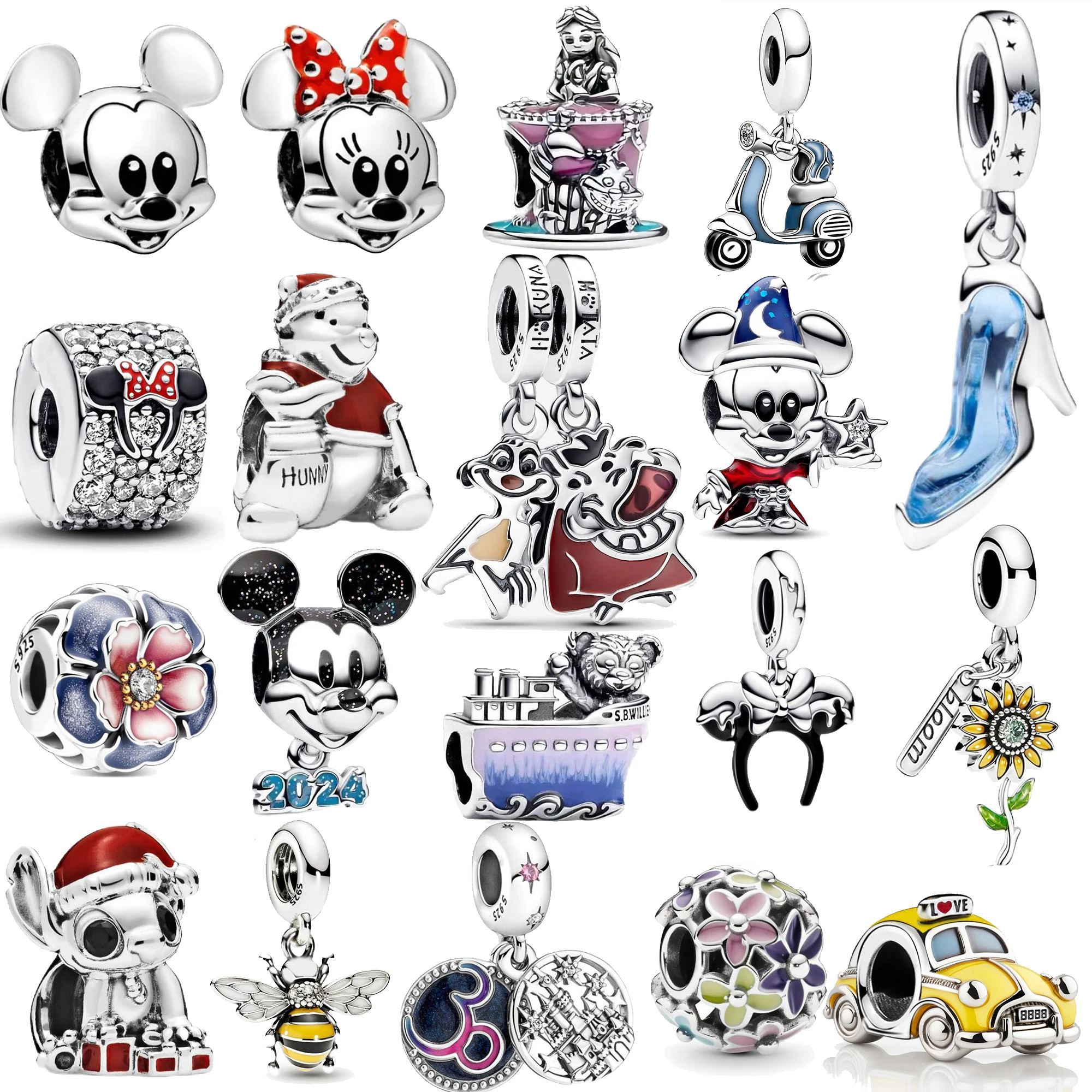 New 2024 disney Charm Charms 925 sterling silver Skull Beads Suitable for charm pandora 925 original bracelet Jewelry gift