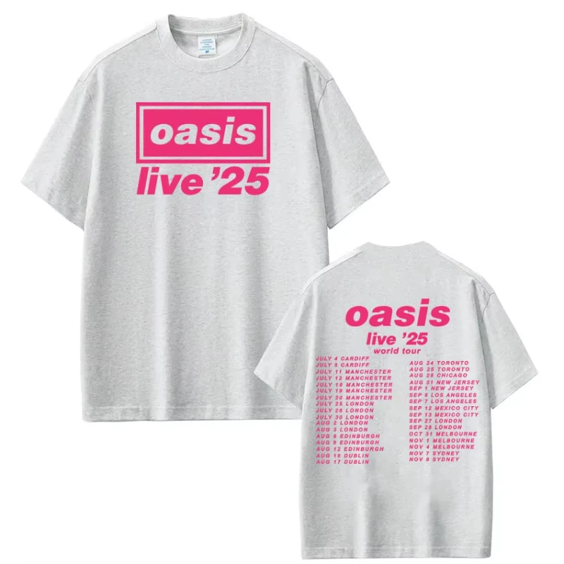 Oasis Live 2025 Tour Double-sided Print T Shirts Unisex Concert T Shirt Summer Short-sleeved Cotton Casual Aesthetics T-shirts