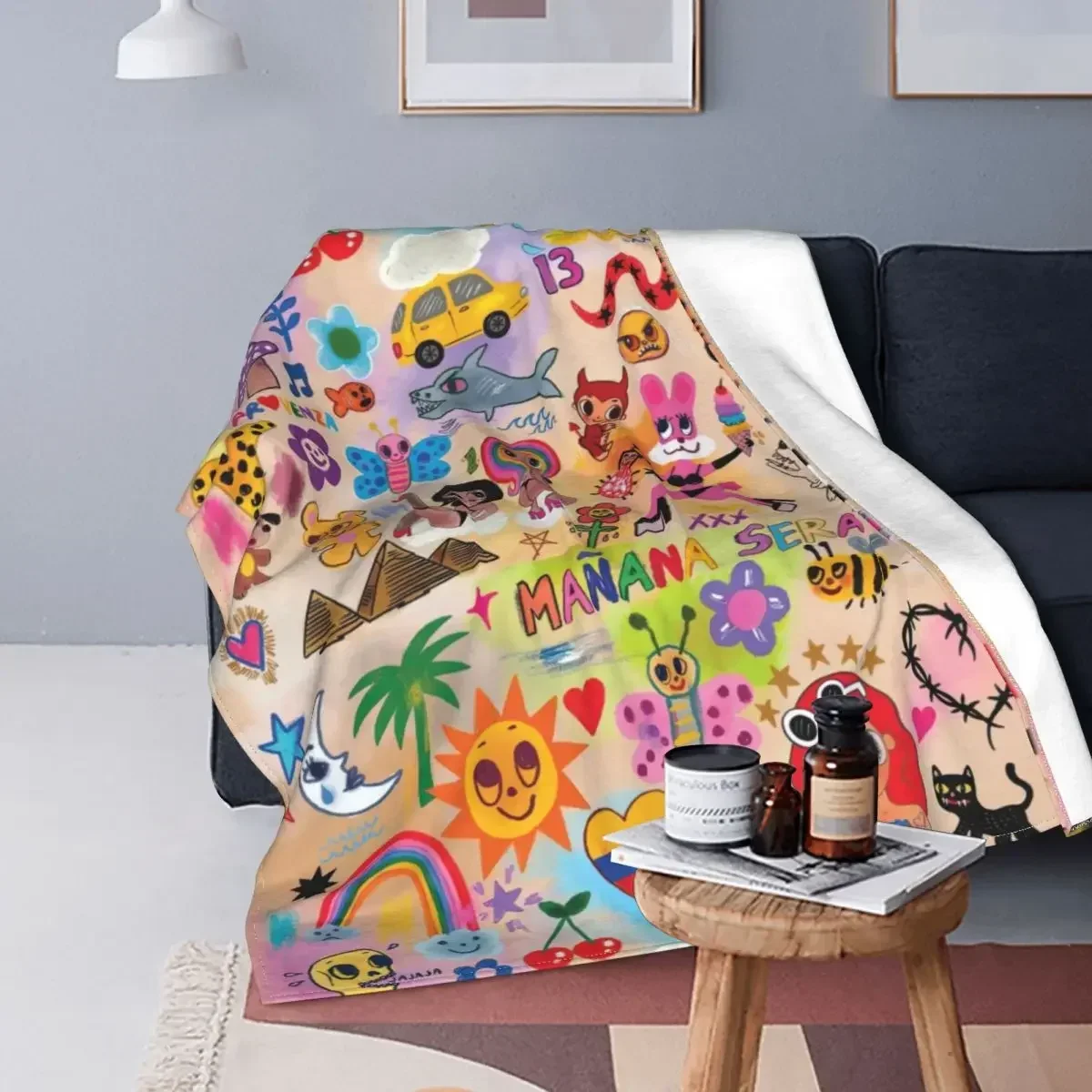 Manana Sera Bonito Karol G Blanket Velvet Summer Air Conditioning Multi-function Soft Throw Blanket for Sofa Travel Bedspreads