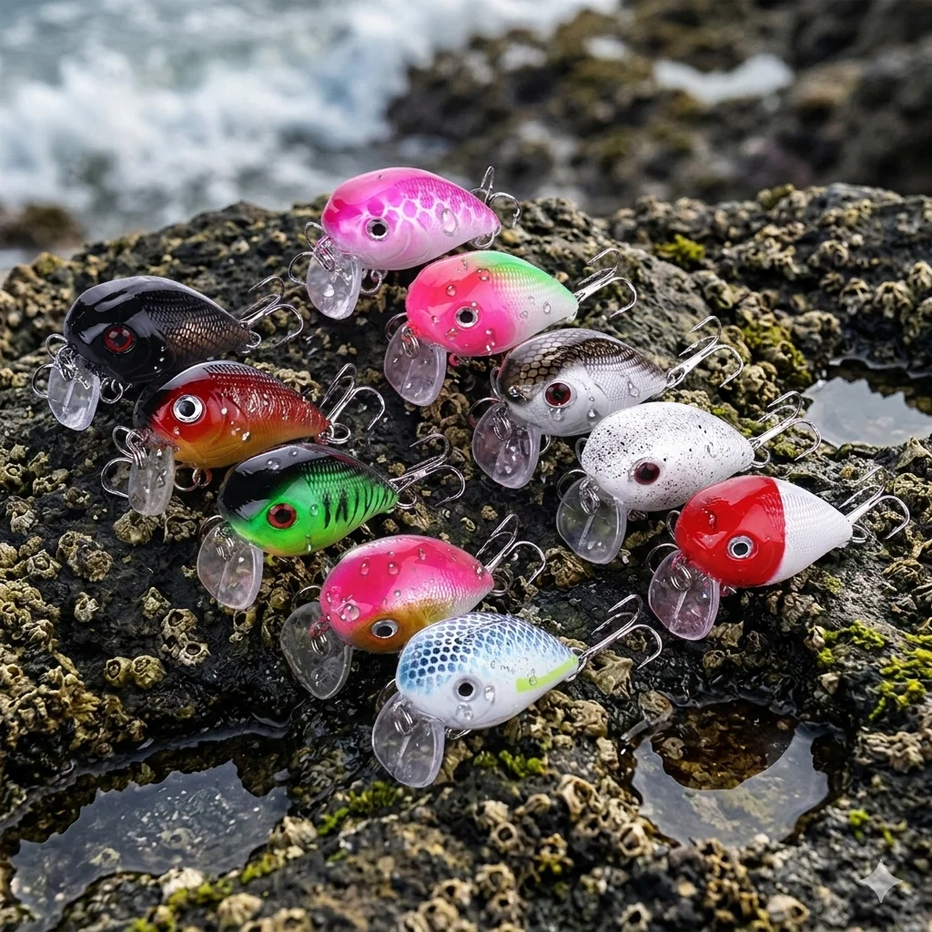 10 Stück Mini-Crankbait 4,5 cm 7 g, tief tauchender Wobbler-Hartköder, Sharp 8 #   Künstliche Angelköder mit Haken für Barsch-, Forellen- und Zander-Angeln