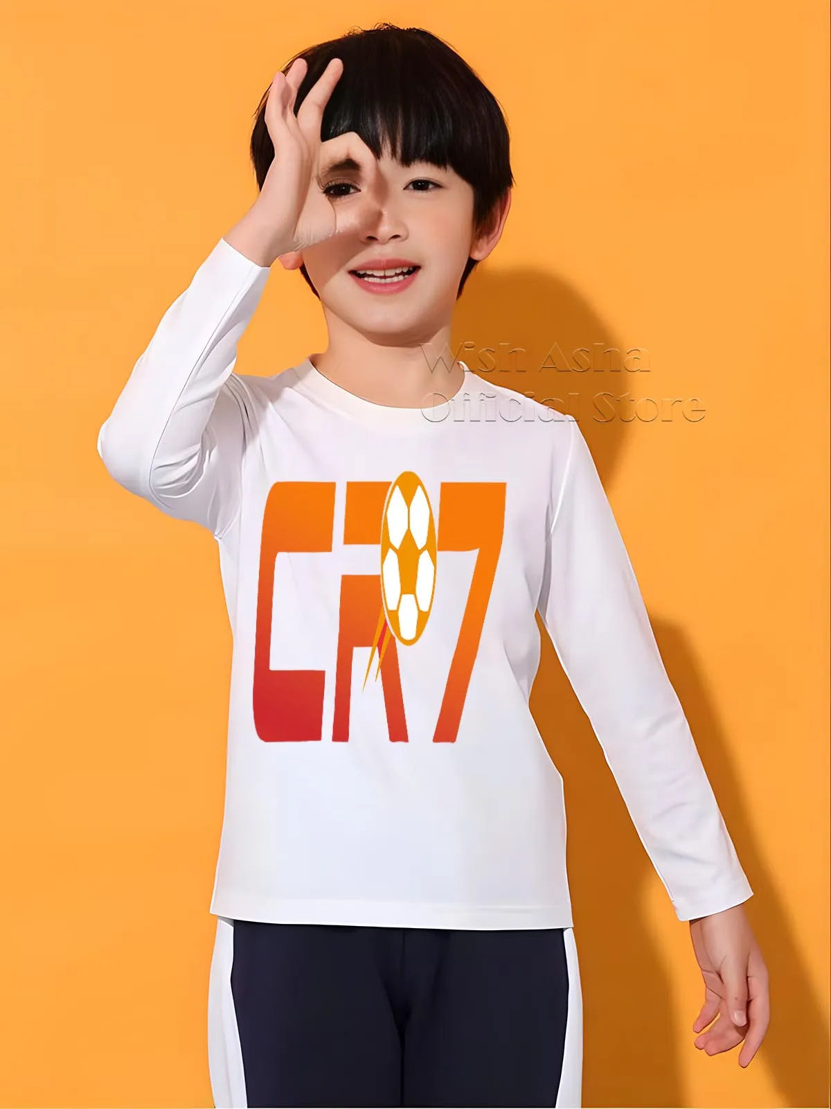 CR7 Tshirt Boys and Girls Summer Clothing Children's Long Sleeves T-shirt Sunshine Charming Fashion Outdoor Training Sports Tee