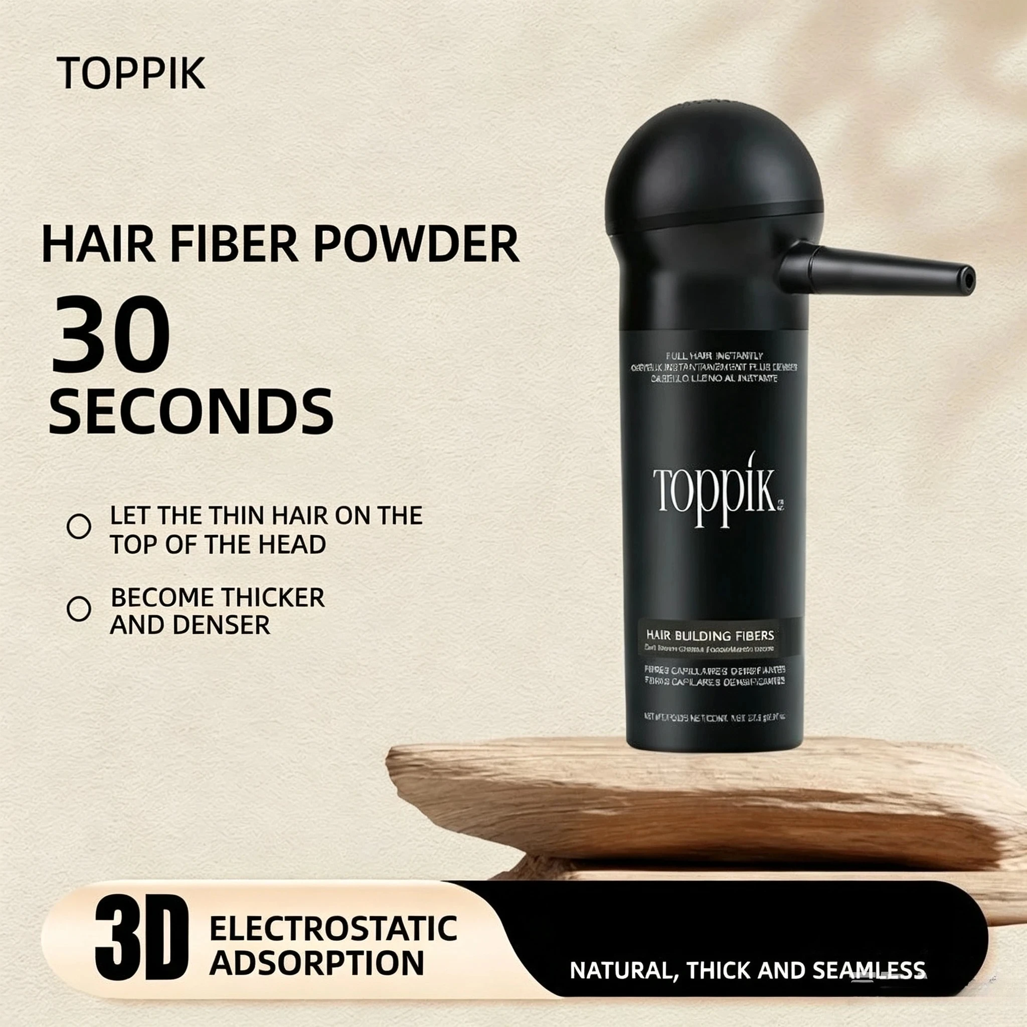 TOPPIK Haarfaserpuder, Haarverdichtungsspray, Haaransatzfüller, Haarausfall-Abdeckmittel, Haaraccessoire
