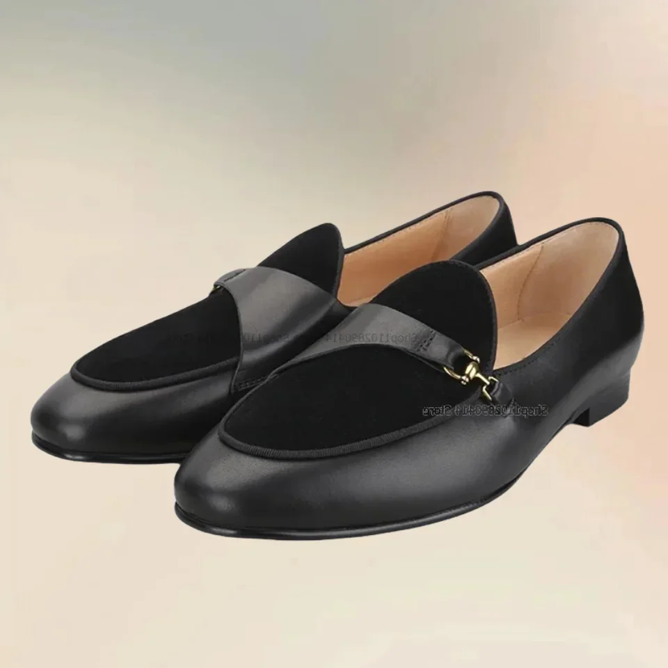 Metal Horsebits Decor Suede Inserts Men Loafers Fashion Comfort Slip On Men Shoes Novel Handcraft Banquet Feast Men Casual Shoes