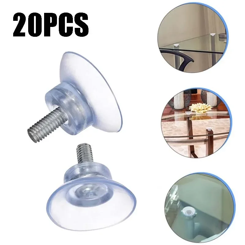 20 ชิ้น M6 ตะขอดูดพร้อม Knurled Nut Sucker Cup พลาสติก Sucker Pad ผู้ถือซิลิโคน Strong Wall เครื่องมือตะขอ