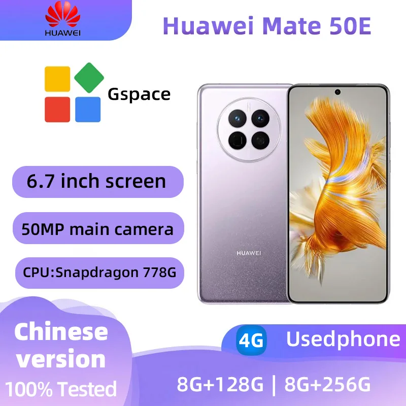 Huawei Mate 50E 4G SmartPhone Snapdragon 778G 6.7inch 90Hz Screen 50MP Camera 4460mAh 66W Charge HarmonyOS Original Used  Phone