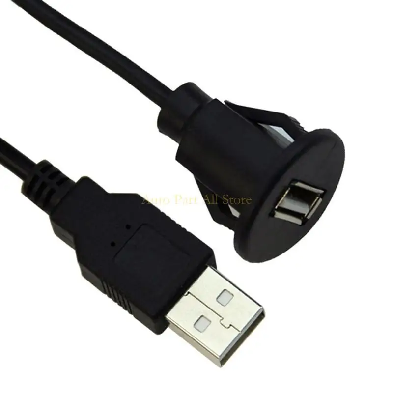 

J0MA Cable Socket USB2.0 Car Dashboard Flush Mount Panel Extension Cord Adapter