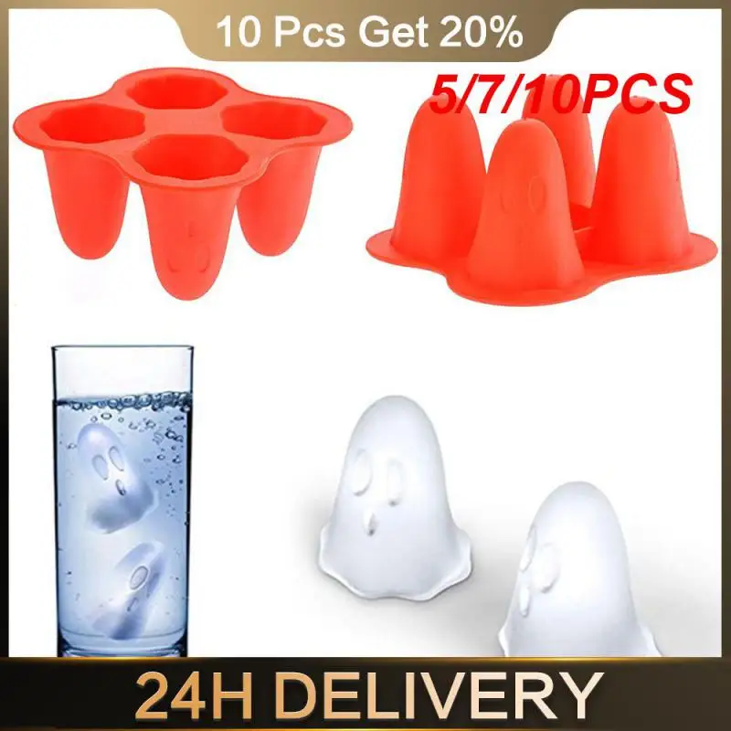 5/7/10PCS Bar Supplies Versatile Novelty Ghost-shaped Ice Cubes Ice Tray Party Popular Wine Glass Decoration Unique Flexible