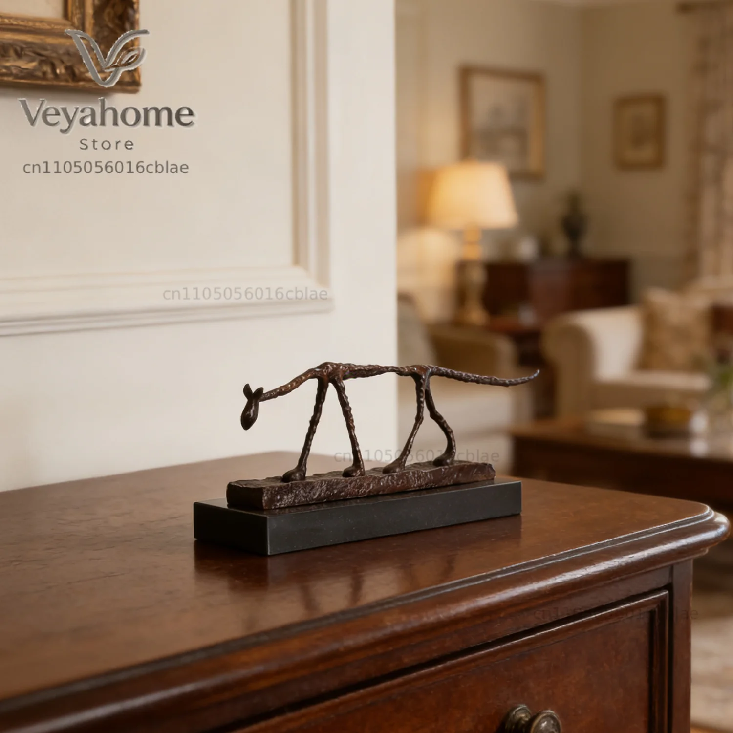 Bronze Abstract Cat Statue by Giacometti European Famous Sculpture Replica Classy Home Decor