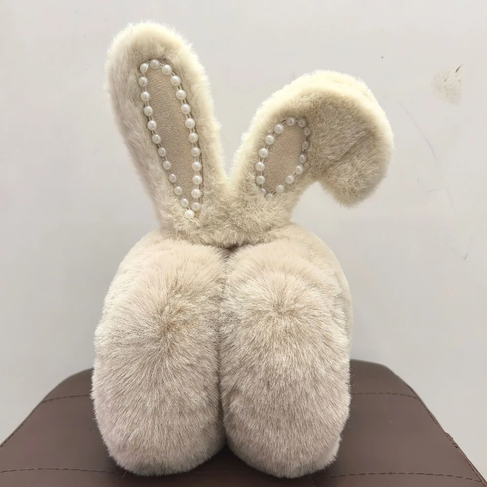 Oreilles de lapin de chat de dessin animé mignon pour femmes, cache-oreilles, cache-oreilles chauds, doux, pliant, peluche, protection contre le froid, cadeaux de Noël