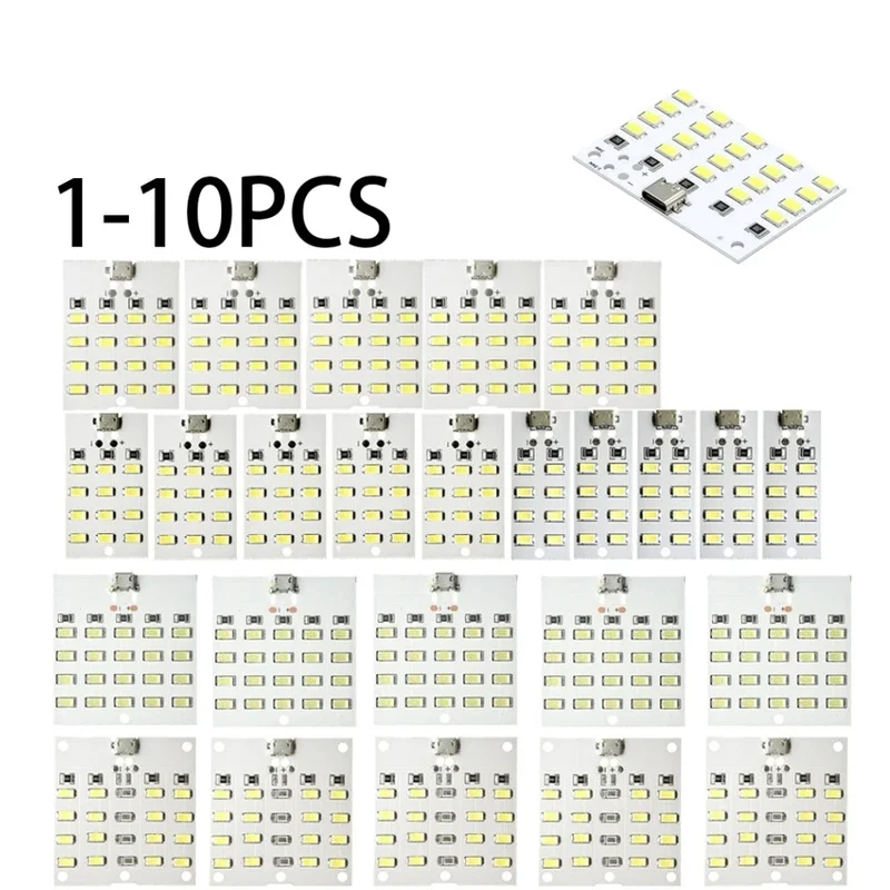 1-10PCS 8/12/16/20 Lamp Bead LED 5730 SMD LED Light Panel 5V 450mA Micro USB Powered for Emergency Night Lamp Mobile Charger
