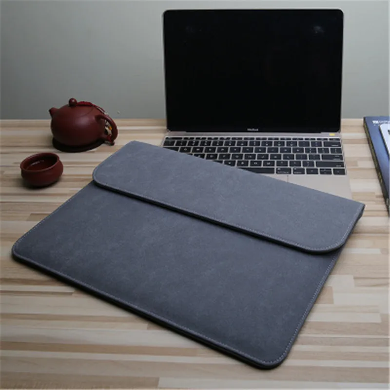 Matte Magnetic Buckle PU Laptop Sleeve Bag For Xiaomi Macbook Pro 13 Case Air 11 12 2020 New 15 16 Touch/ ID Bar Women Men Cover