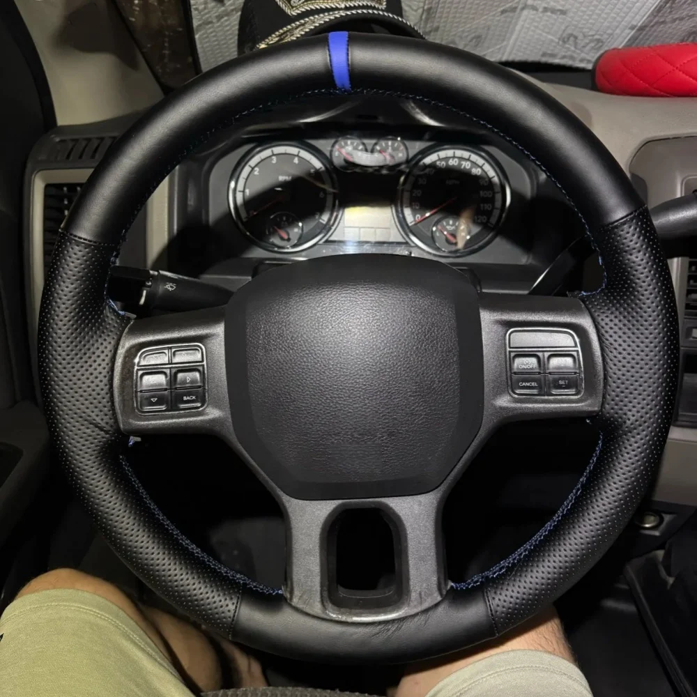 Hand Sewing Car Steering Wheel Cover Microfiber Leather 1500 Classic 2500 3500 5500 2012-2022 Steering Wrap Cover For Dodge RAM