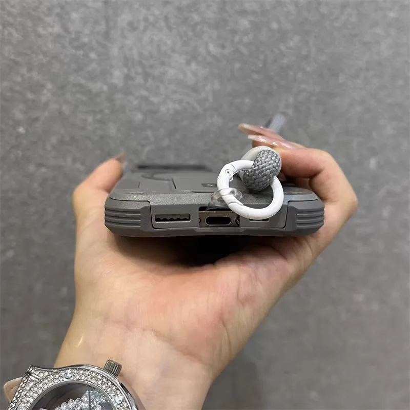 Luxury Stand Holder Anti-fall for Magsafe Phone Case for IPhone 17 16 13 12 Pro Max 15 14 Plus Wrist Strap Shockproof Back Cover - view 6