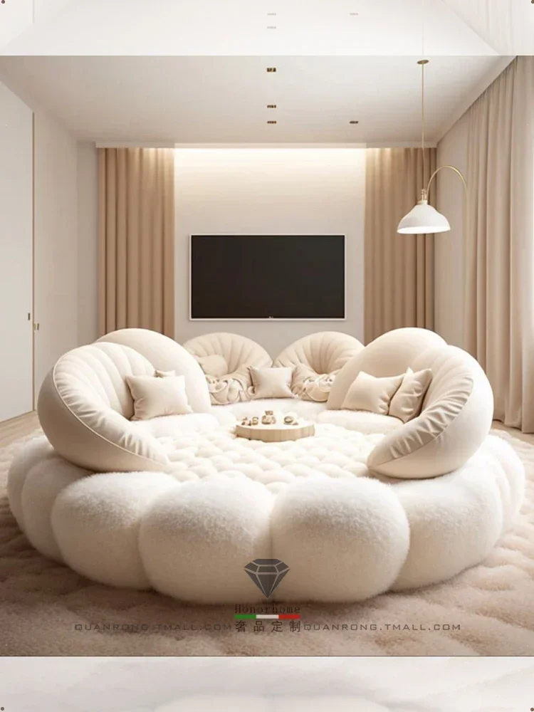 Cream Style Sofa Large round Sofa Bed