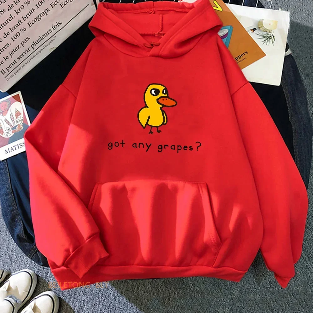 The Duck Song Got Any Grapes Felpe con cappuccio stampate Kawaii Cartoon Felpe da donna Inverno Morbido e confortevole Abbigliamento con cappuccio Streetwear