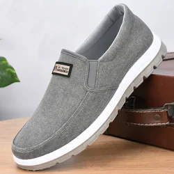 Retro Men Casual Shoes Slip on Canvas Loafers Comfortable Walking Flats for Man Non Slip Soft Moccasins Sneakers Driving Shoes
