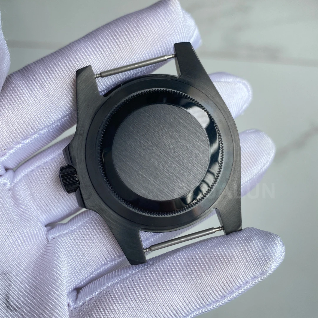 NH36 블랙 케이스 8215 SUB 전기 도금 사파이어 유리, 스테인레스 스틸용 달력 없음, NH35 NH36 8215 무브먼트에 적합, 40mm