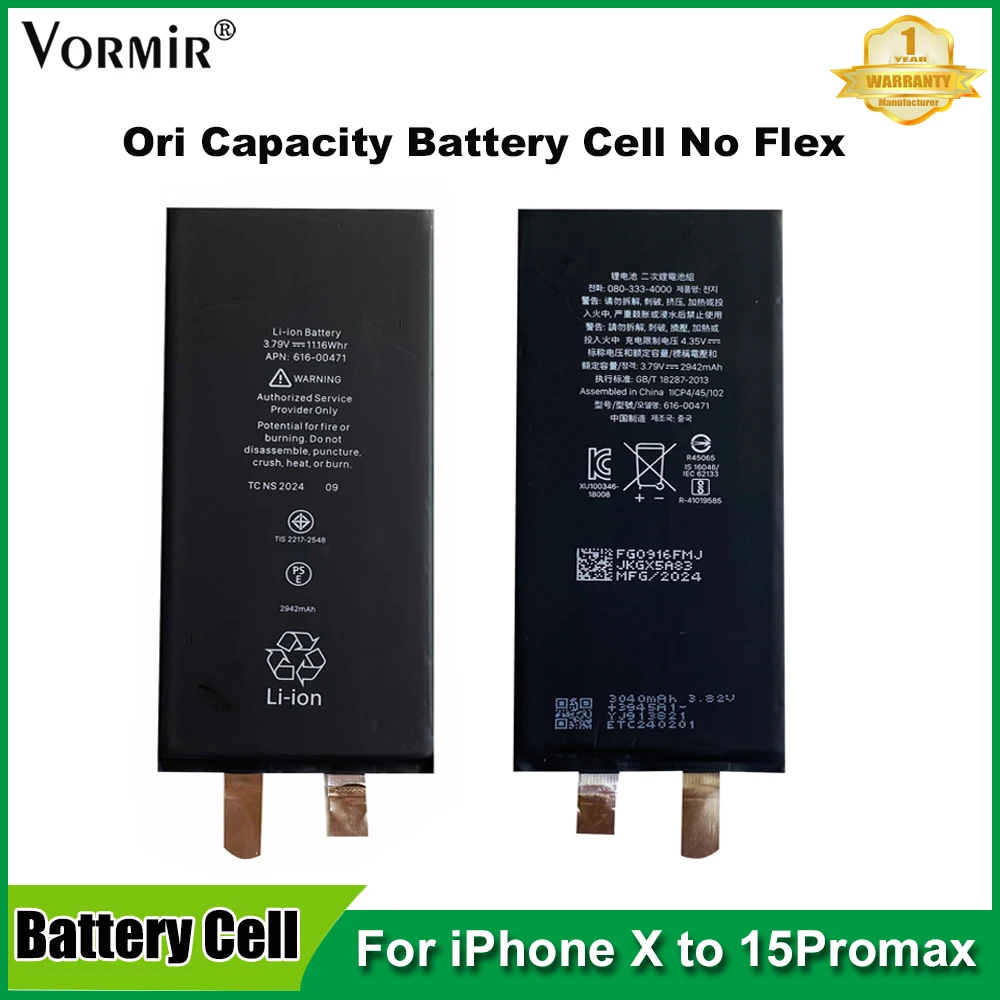 10pcs Rechargeable Battery Cell No Flex for iPhone 15 14 13 12 11XS Max XR Battery Replacement Non-Genuine Message Repair Parts