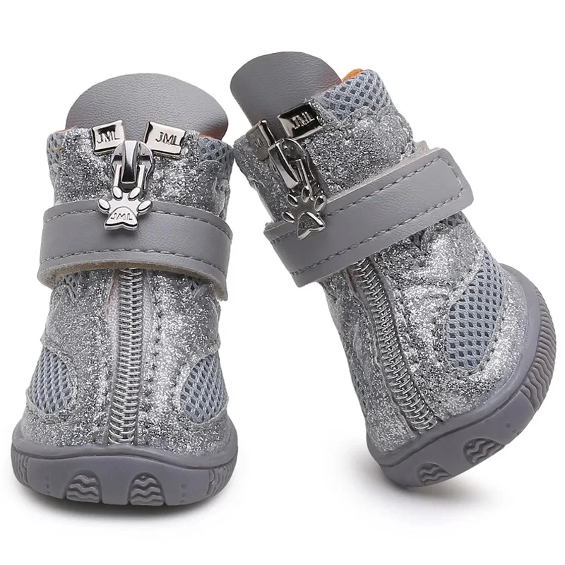 Bling Spring Summer Pet Dog Shoes Breathable Mesh Dog Boots Anti-slip Small Dog Shoes Puppy Sandals