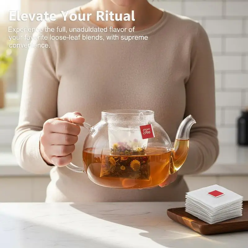 Food-grade Nylon Tea Bags - Heat-Sealable Empty Filter Paper Bags With String, Transparent Disposable Tea Sachets
