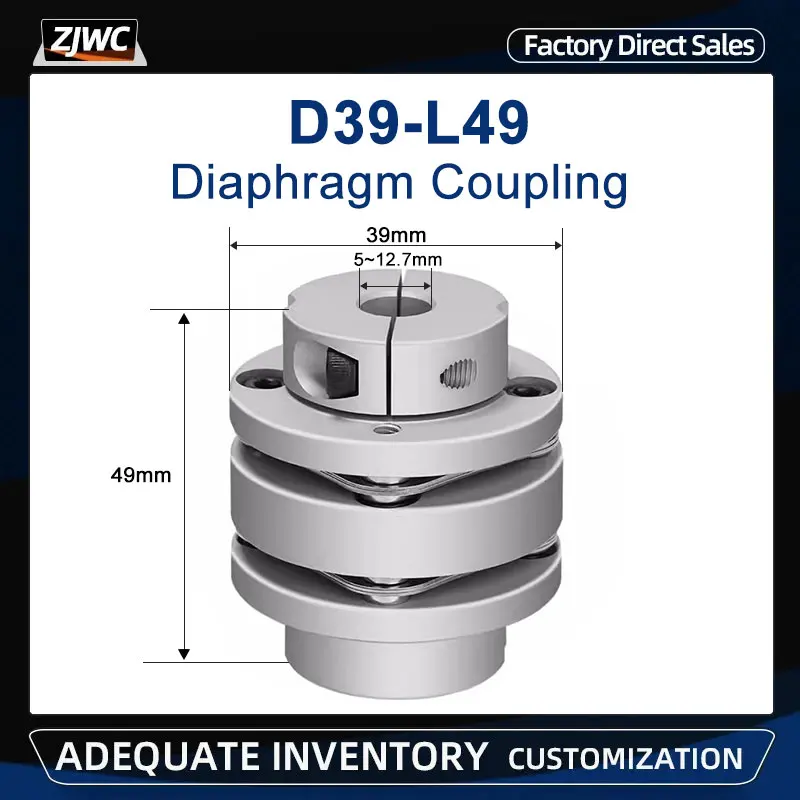 1pc D39L49 LK3-C39-W Aluminium Alloy Double Diaphragm Coupler Applicable To Stepper Servo Motor Encoder Sleeve Zero Clearance