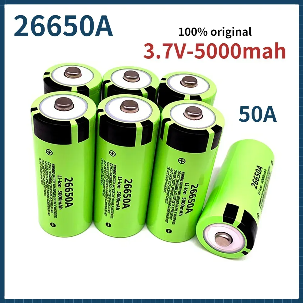 Free Shipping 2024 Best-selling New 26650 3.7V 5000mAh 50A Power Lithium-ion Battery 26650A, Suitable for LED Flashlights