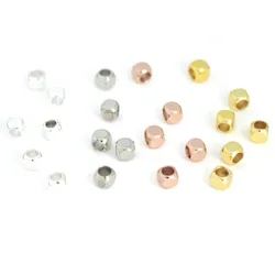 50Pcs 1.5-5mm Stainless Steel Square Big Hole Bead Cube Spacer Loose Beads for DIY Necklace Bracelet Jewelry Making Accessories
