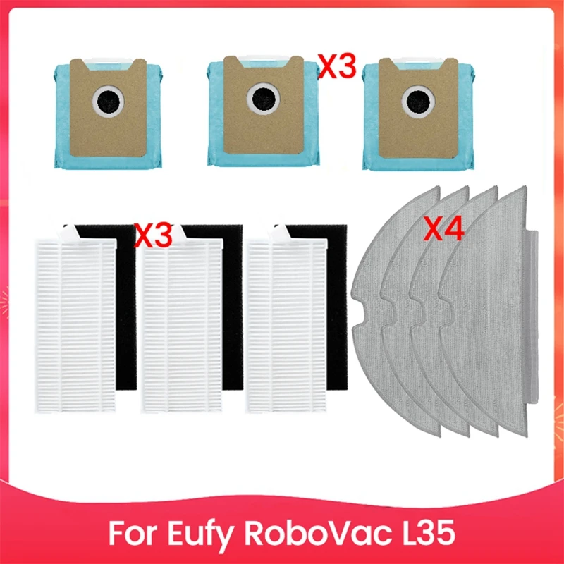 10PCS Filter Mop Cloth And Dust Bag Kit For Eufy Robovac L35 Robot Vacuum Cleaner Accessories Replacement Parts