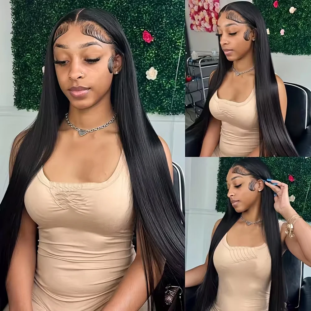 13 × 4 HD 透明レース前摘み 8-22 インチ 1B 黒色 100% 人毛ウィッグ 2 × 6 4 × 4 5 × 5 レース閉鎖女性のための